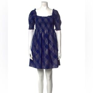 Hill House Athena Nap Dress Navy Glitter Check , sz : XS